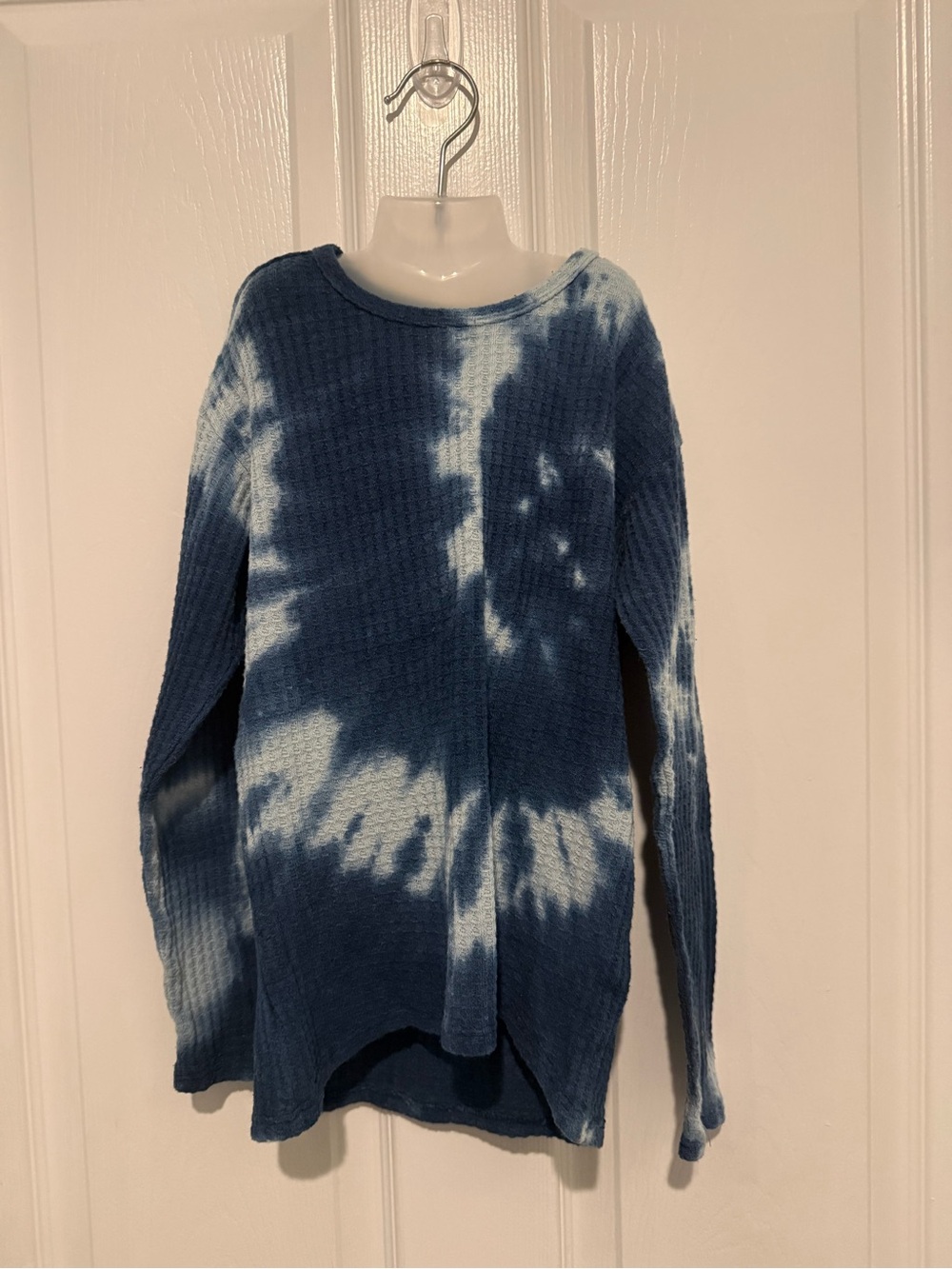 wonder nation Blue Tie-Dye Waffle Knit Scoop Neck Sweater